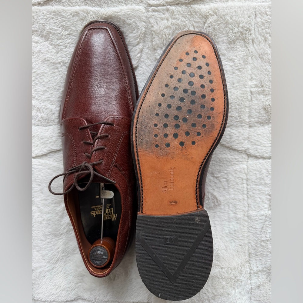 $395 Allen Edmonds Jackson Brown Lace Up Derby Oxford Leather Shoes 11 Wide - Picture 7 of 9